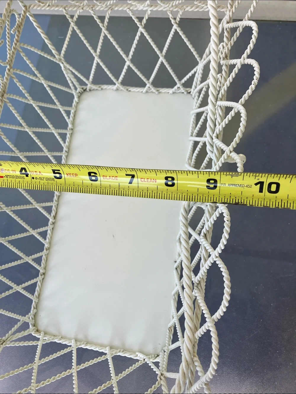 Vintage White Metal Basket With Handles French Country, Cottage core